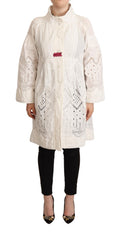 Ermanno Scervino Button Down White Long Sleeve Polyester Jacket
