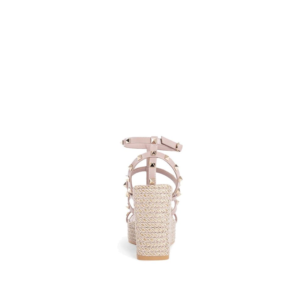 Valentino Garavani Beige Calfskin Wedge Sandals