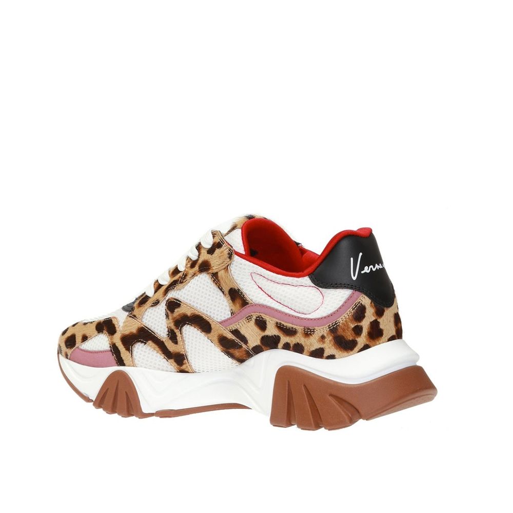 Versace Beige Leather Chunky Sneakers