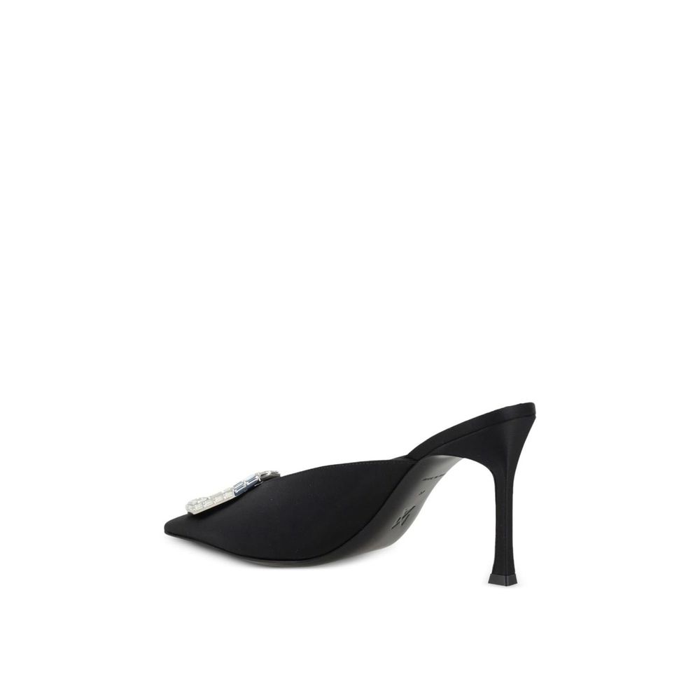 Amina Muaddi Black Silk Mules