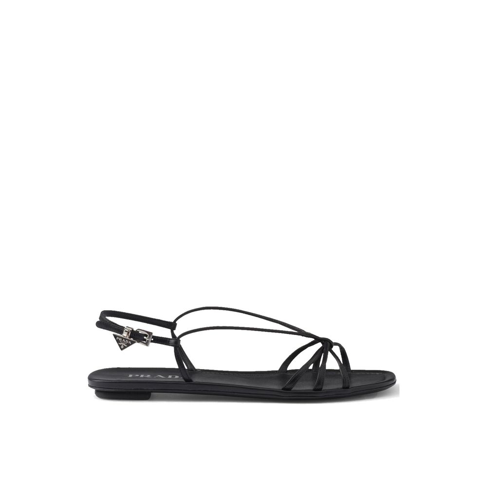 Prada Black Calfskin Flat Sandals