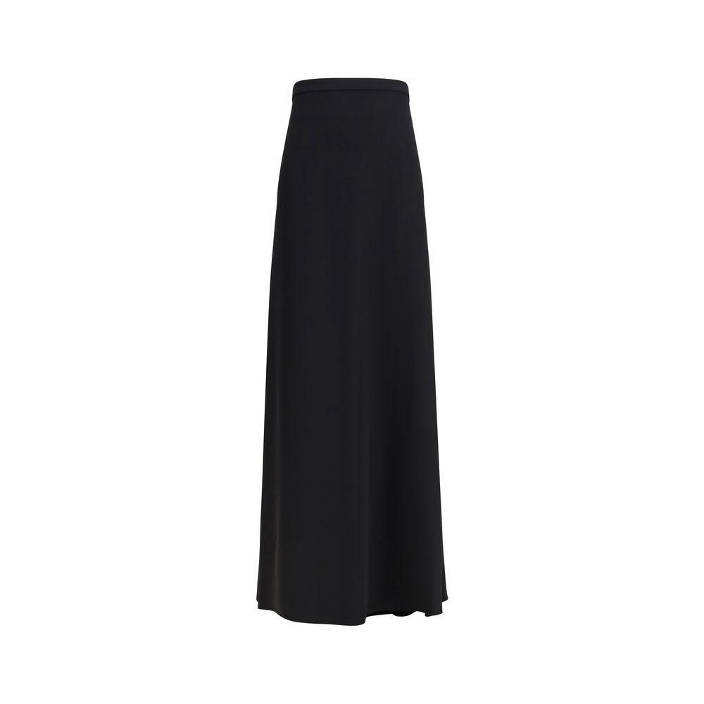 Valentino Garavani Black Silk Long Skirt