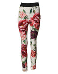 Dolce & Gabbana White Floral Leggings Stretch Waist Pants