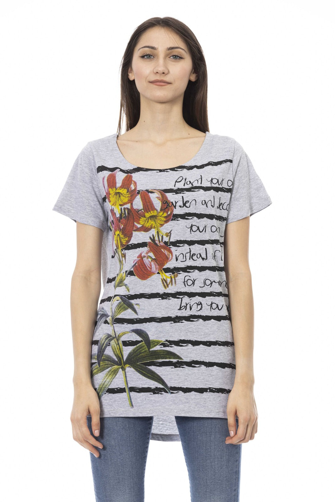 Trussardi Gray Cotton T-Shirt