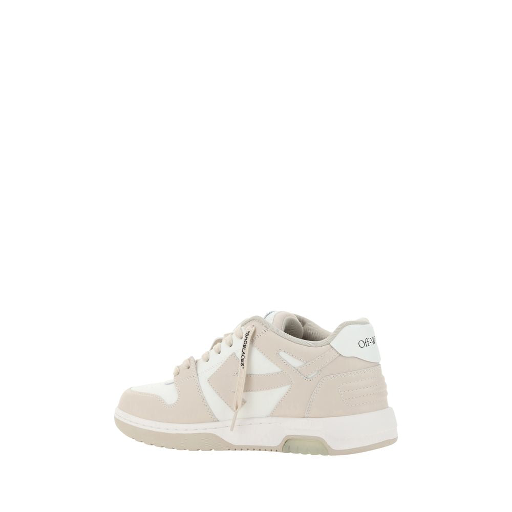 Off-White Beige Polyester Low Top Sneakers