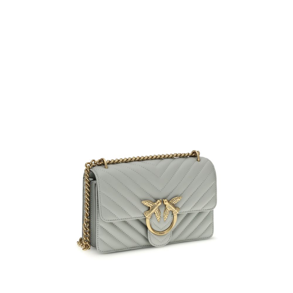 PINKO Gray Calf Leather Bos Taurus Shoulder Bag