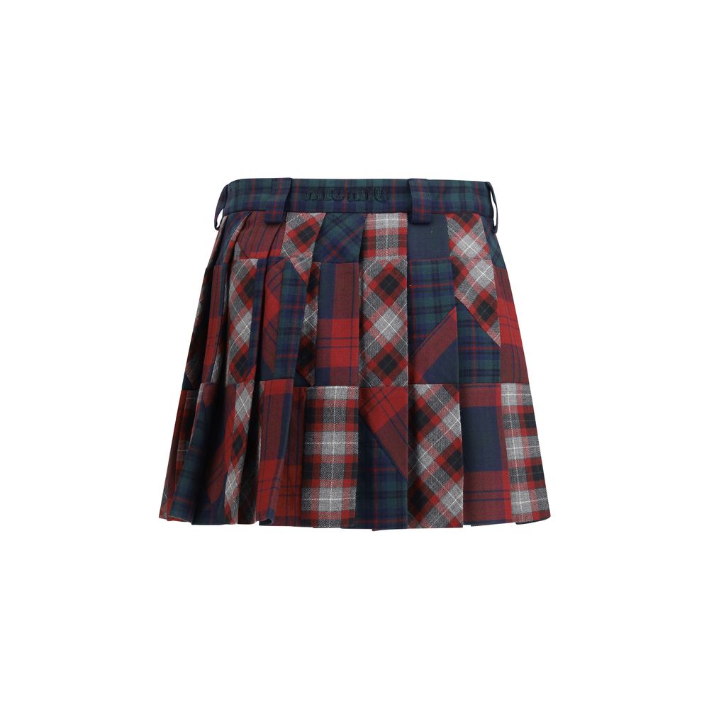 Miu Miu Multicolor Wool Mini Skirt