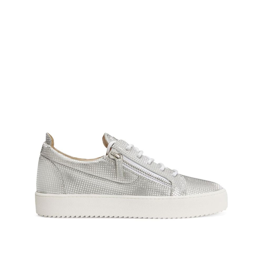 Giuseppe Zanotti Silver Fabric Sneakers