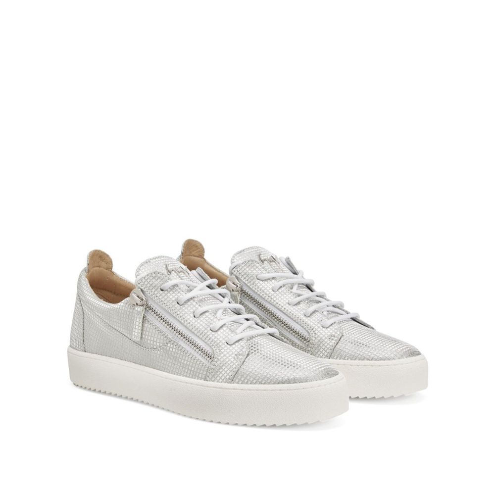 Giuseppe Zanotti Silver Fabric Sneakers