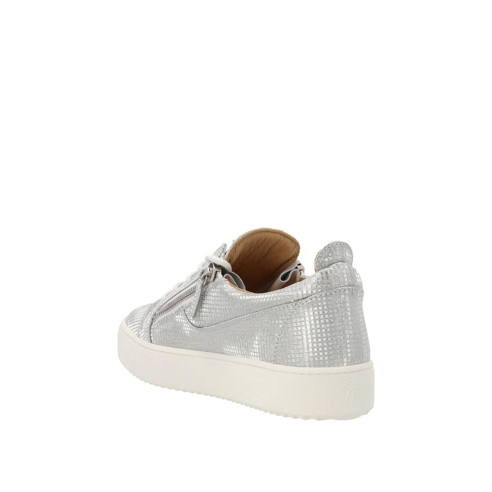 Giuseppe Zanotti Silver Fabric Sneakers