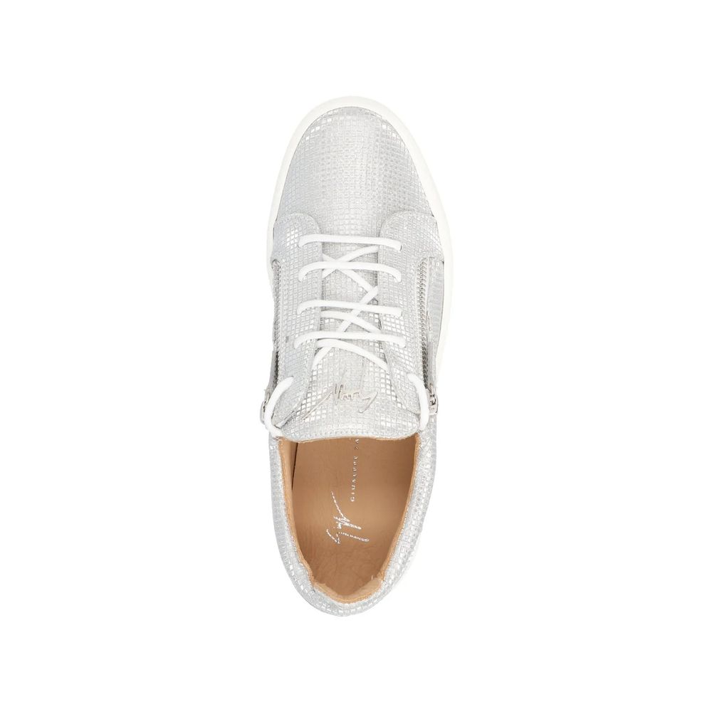 Giuseppe Zanotti Silver Fabric Sneakers