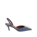 Amina Muaddi Blue Nubuc Leather Pumps