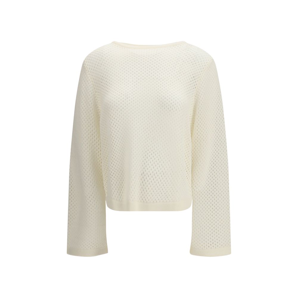 Allude White Wool Sweatshirt