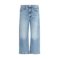 Mother Denim Blue Cotton Straight-Leg Jeans