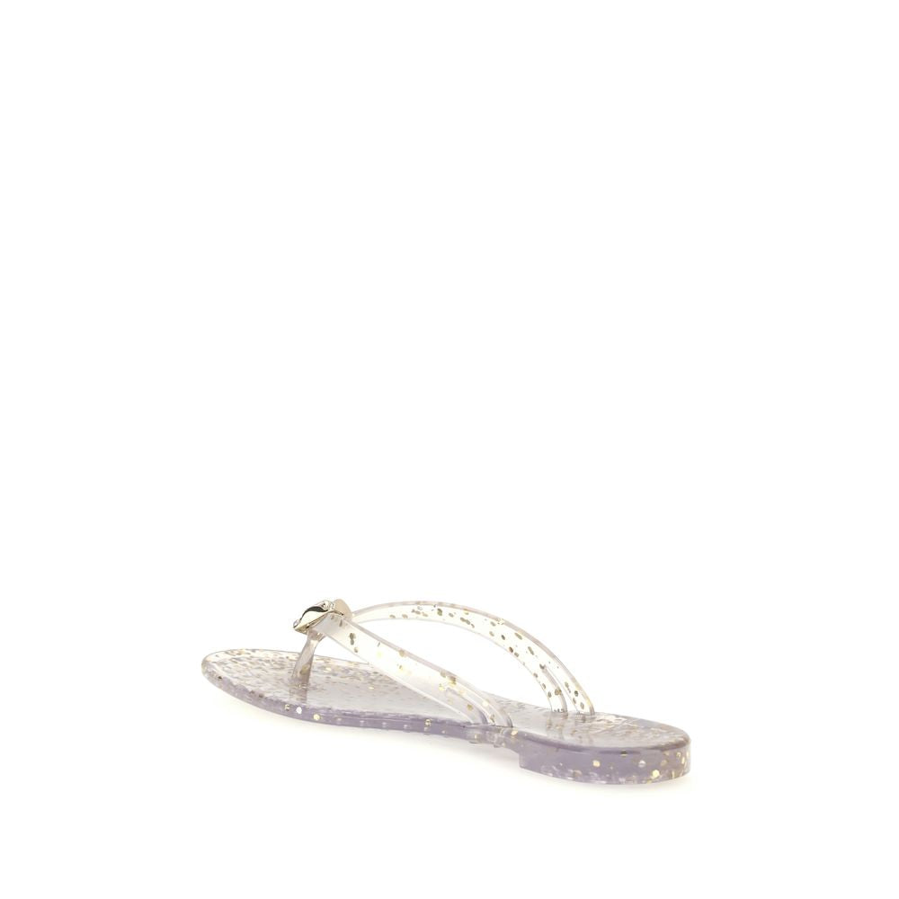 Casadei Gold Polyurethane Flat Sandals