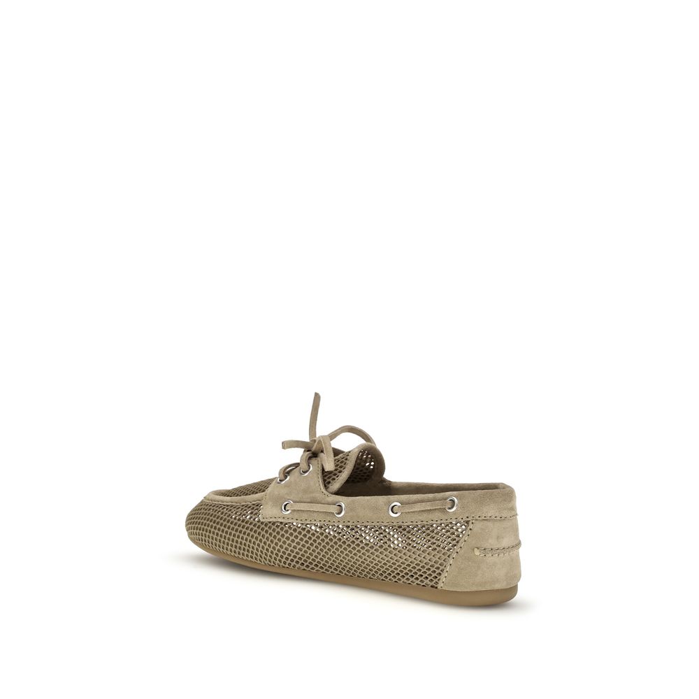 Miu Miu Beige Recycled Polyester Slip-On Loafers