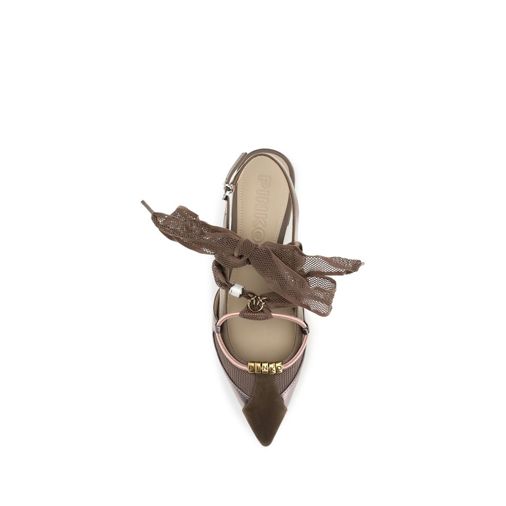PINKO Brown Goatskin Ballet Flats