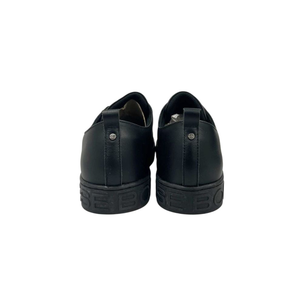 Borbonese Black Leather Men Sneaker