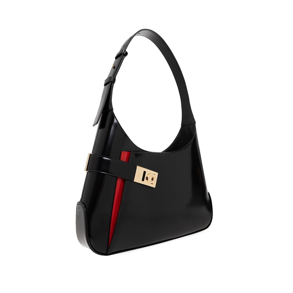 Salvatore Ferragamo Black Calfskin Shoulder Bag