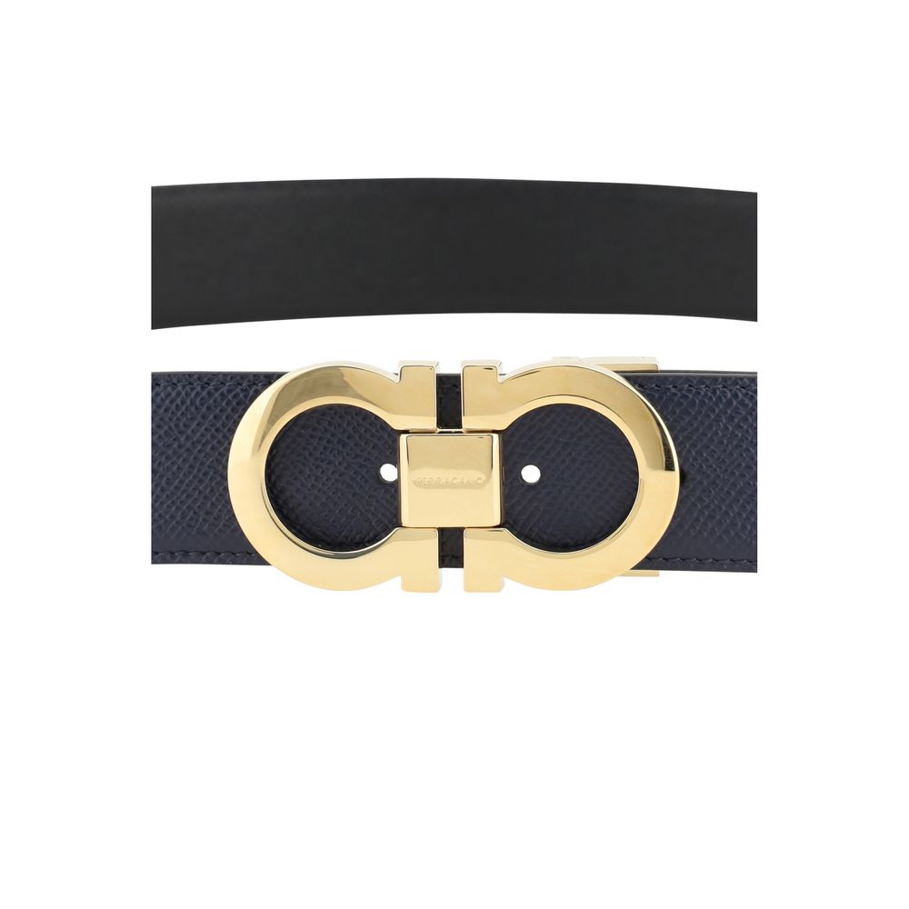 Ferragamo Blue Calf Leather Bos Taurus Belt