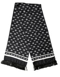 Dolce & Gabbana Black Silk Crown Fringe Neck Wrap 173cm x 32.5cm Scarf
