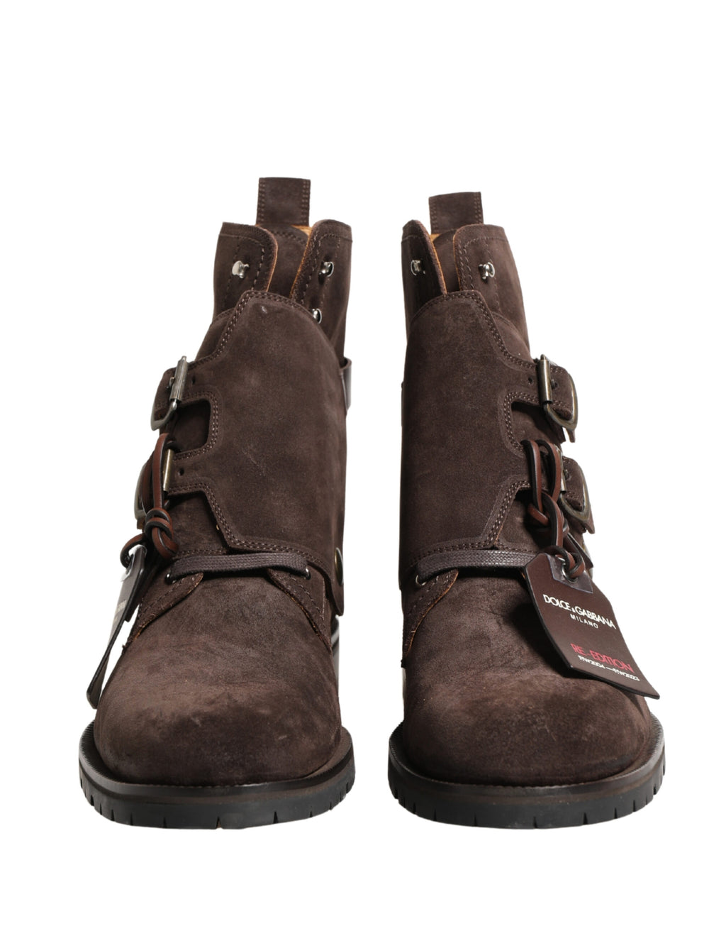 Dolce & Gabbana Brown Suede Leather Buckle Ankle Boots Shoes
