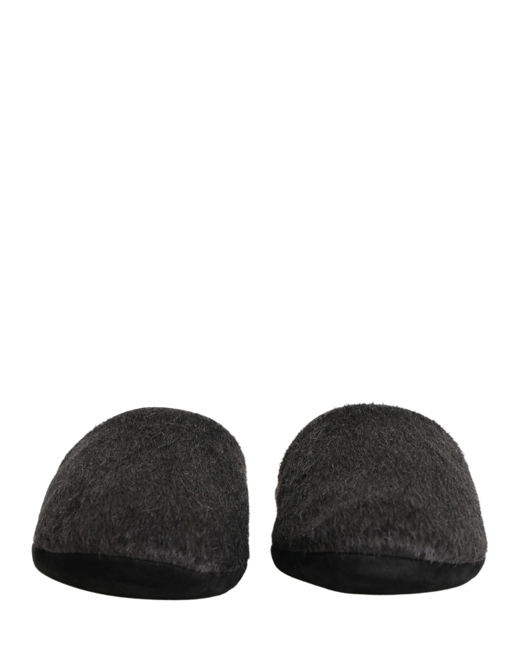 Dolce & Gabbana Dark Grey Charcoal Wool Red Slippers Shoes