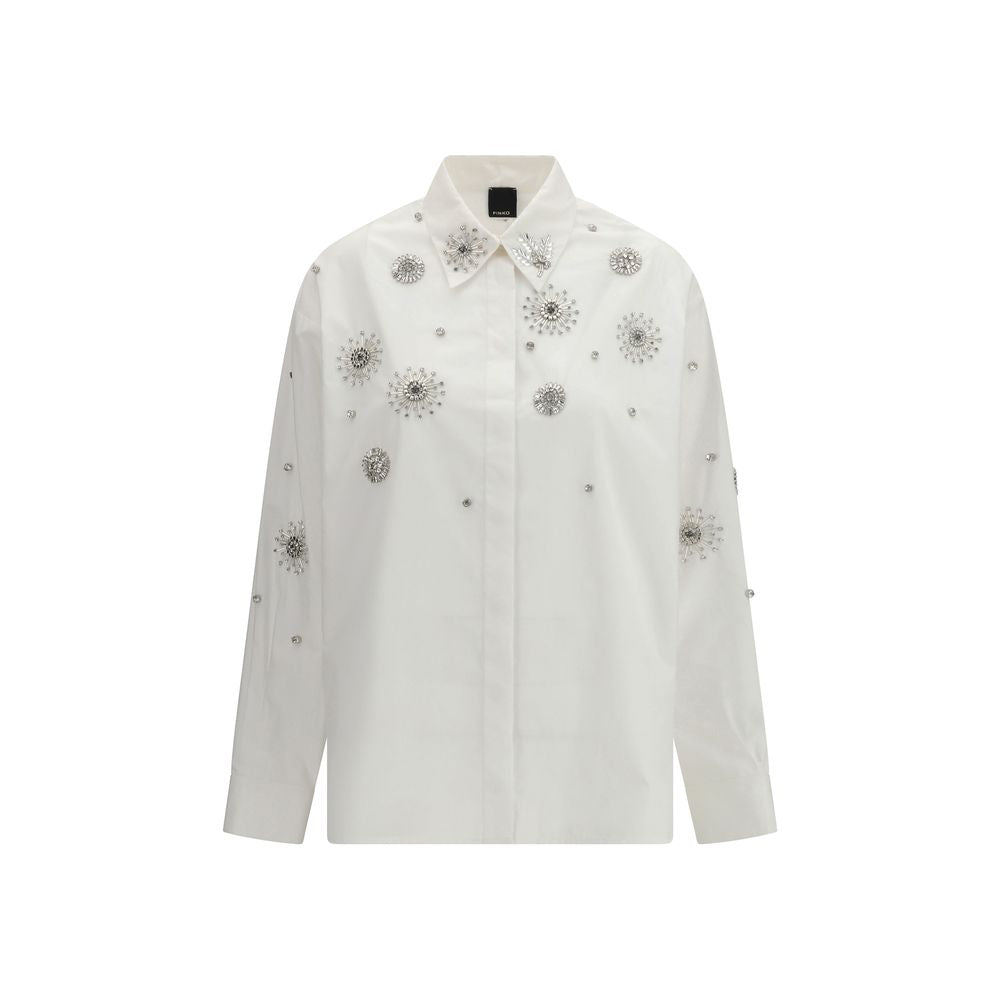 PINKO White Calf Leather Bos Taurus Shirt