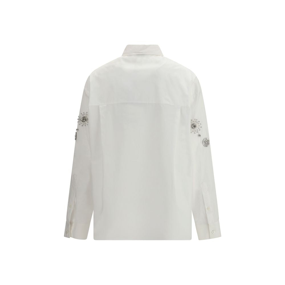 PINKO White Calf Leather Bos Taurus Shirt