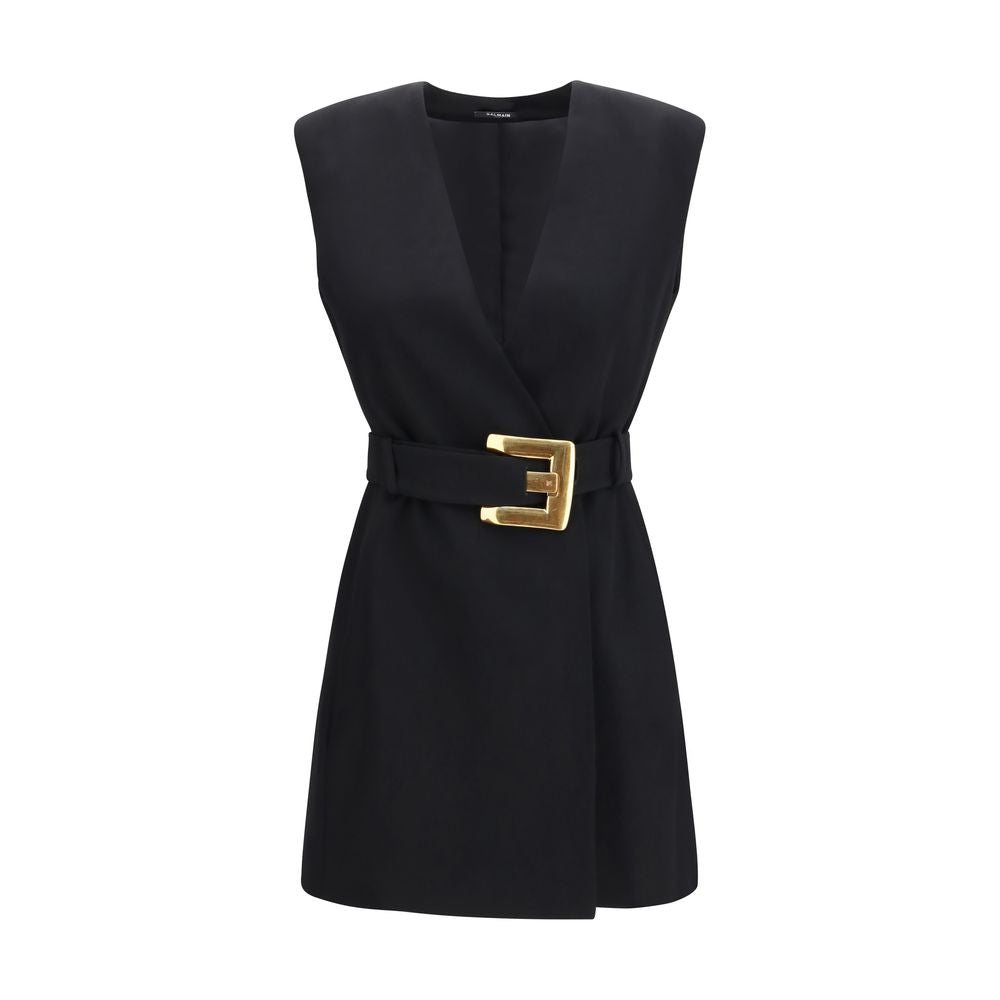 Balmain Black Wool Cocktail Dress