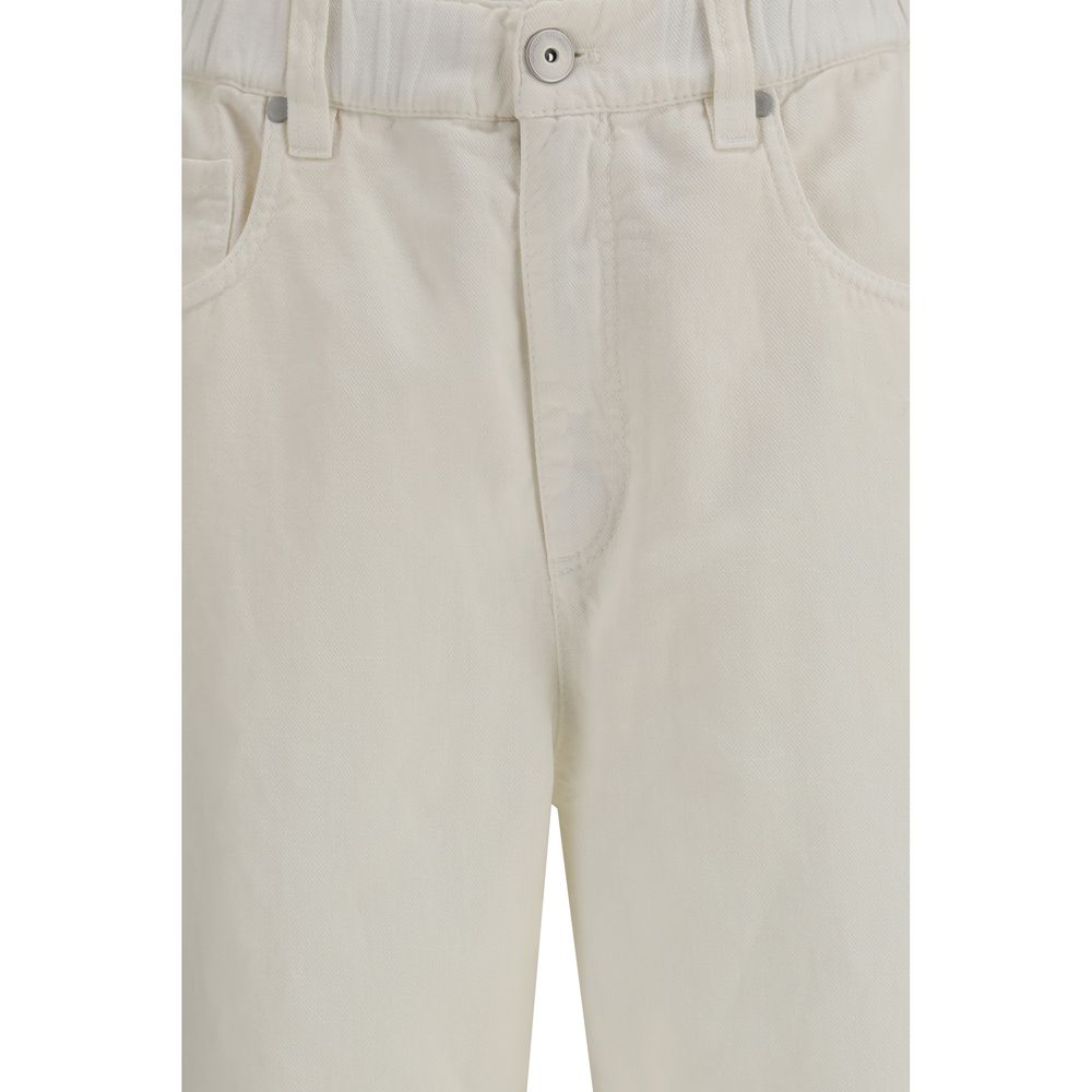 Brunello Cucinelli White Cotton Casual Pants