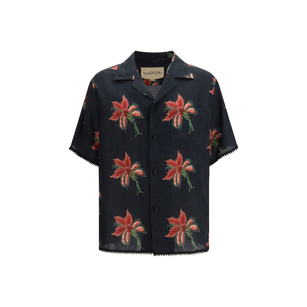 Valentino Garavani Black Linen Pattern Shirt