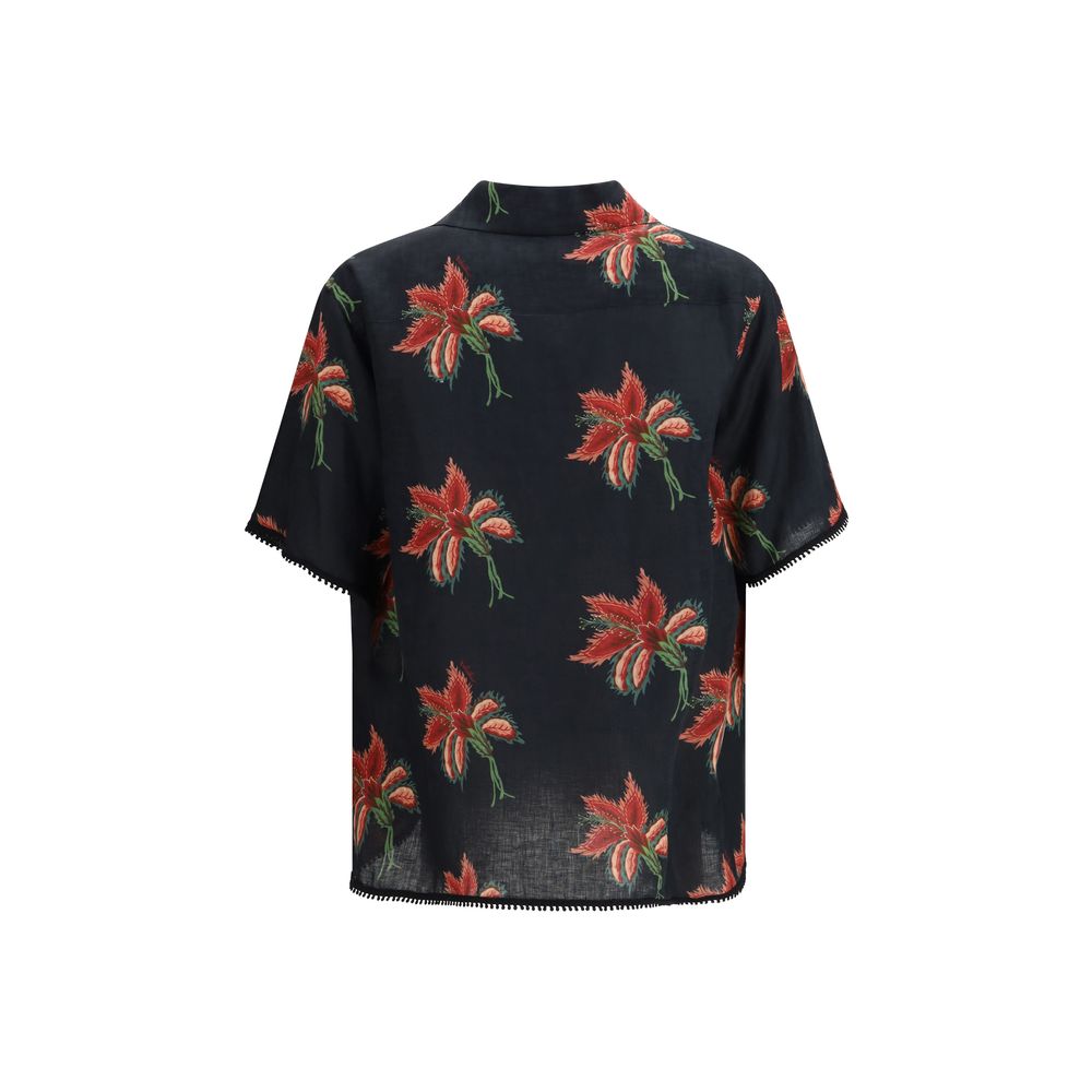 Valentino Garavani Black Linen Pattern Shirt