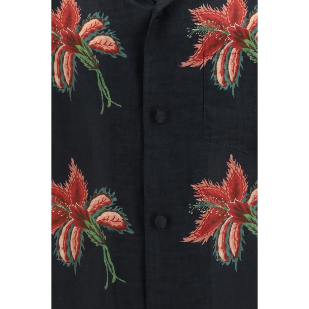 Valentino Garavani Black Linen Pattern Shirt