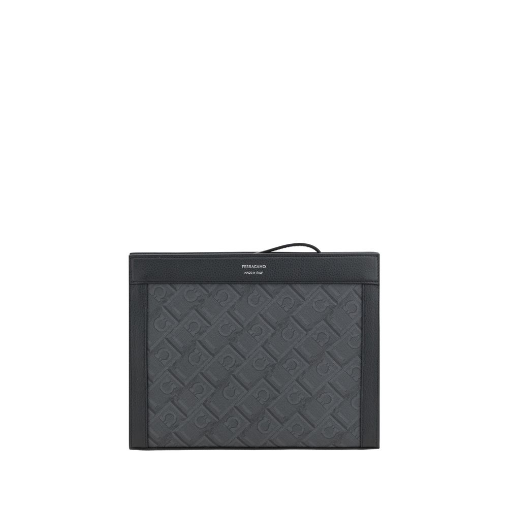 Ferragamo Gray Polyethylene Clutch Bag