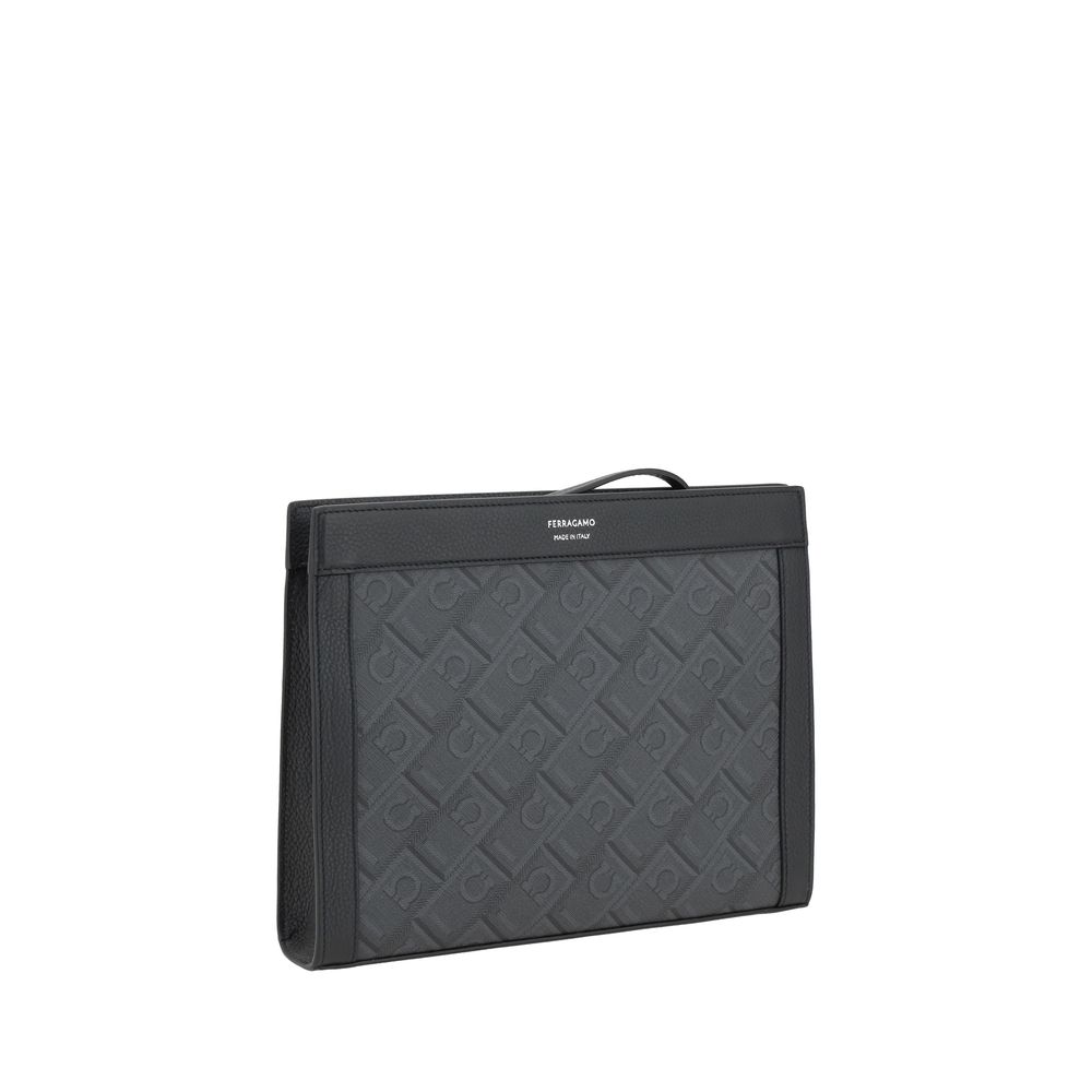 Ferragamo Gray Polyethylene Clutch Bag