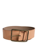 Patrizia Pepe Beige Genuine Leather Wide Waist Metal Buckle Belt