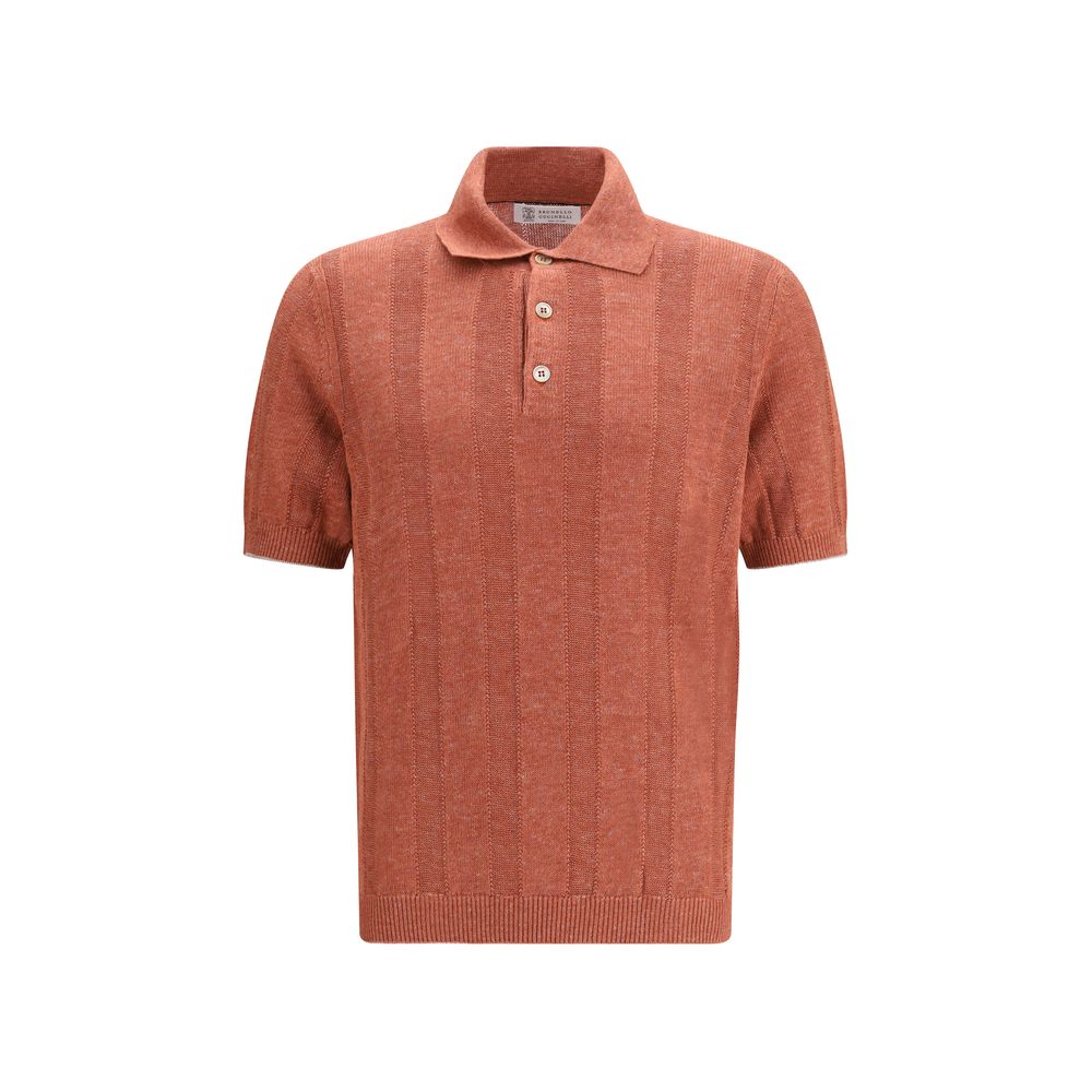Brunello Cucinelli Orange Cotton Polo Shirt