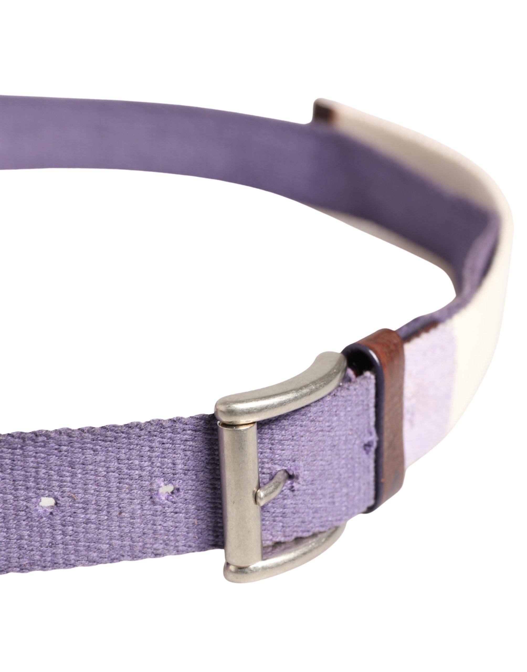 Ermanno Scervino Men Purple Canvas Silver Metal Buckle Belt