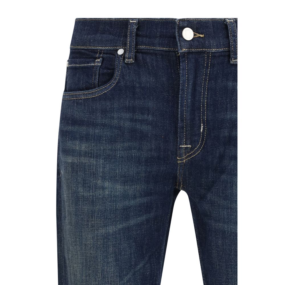 7FOR Blue Cotton Flared Jeans