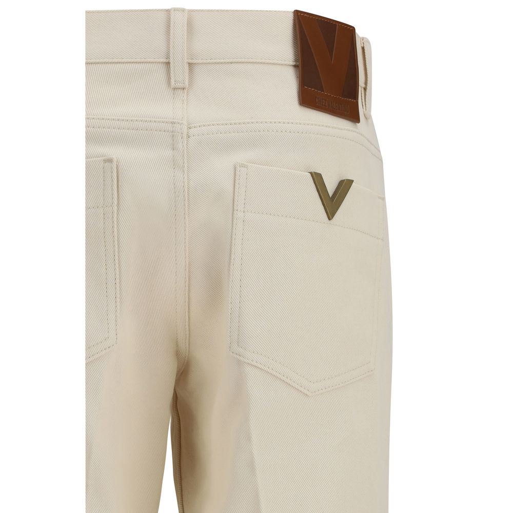 Valentino Garavani Beige Cotton Flared Jeans