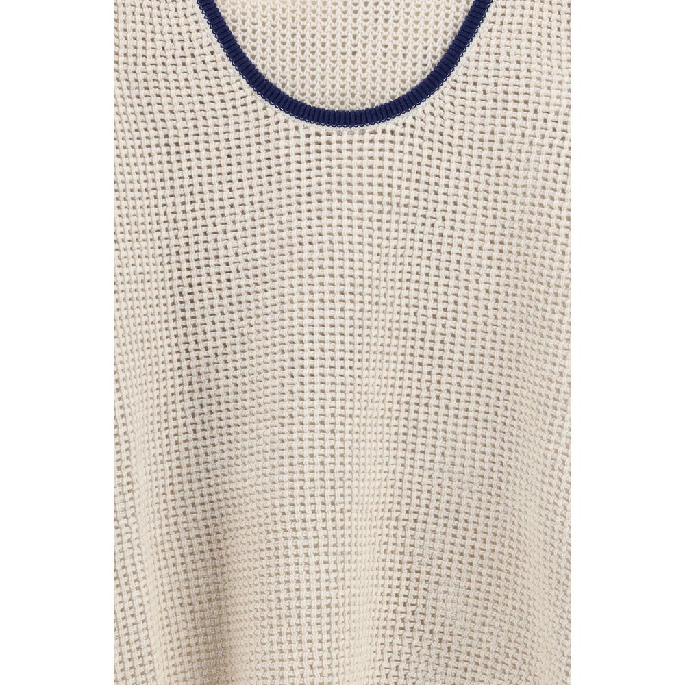 Brunello Cucinelli Beige Cotton Sleeveles T-Shirt