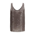 Brunello Cucinelli Brown Silk Sleeveles T-Shirt