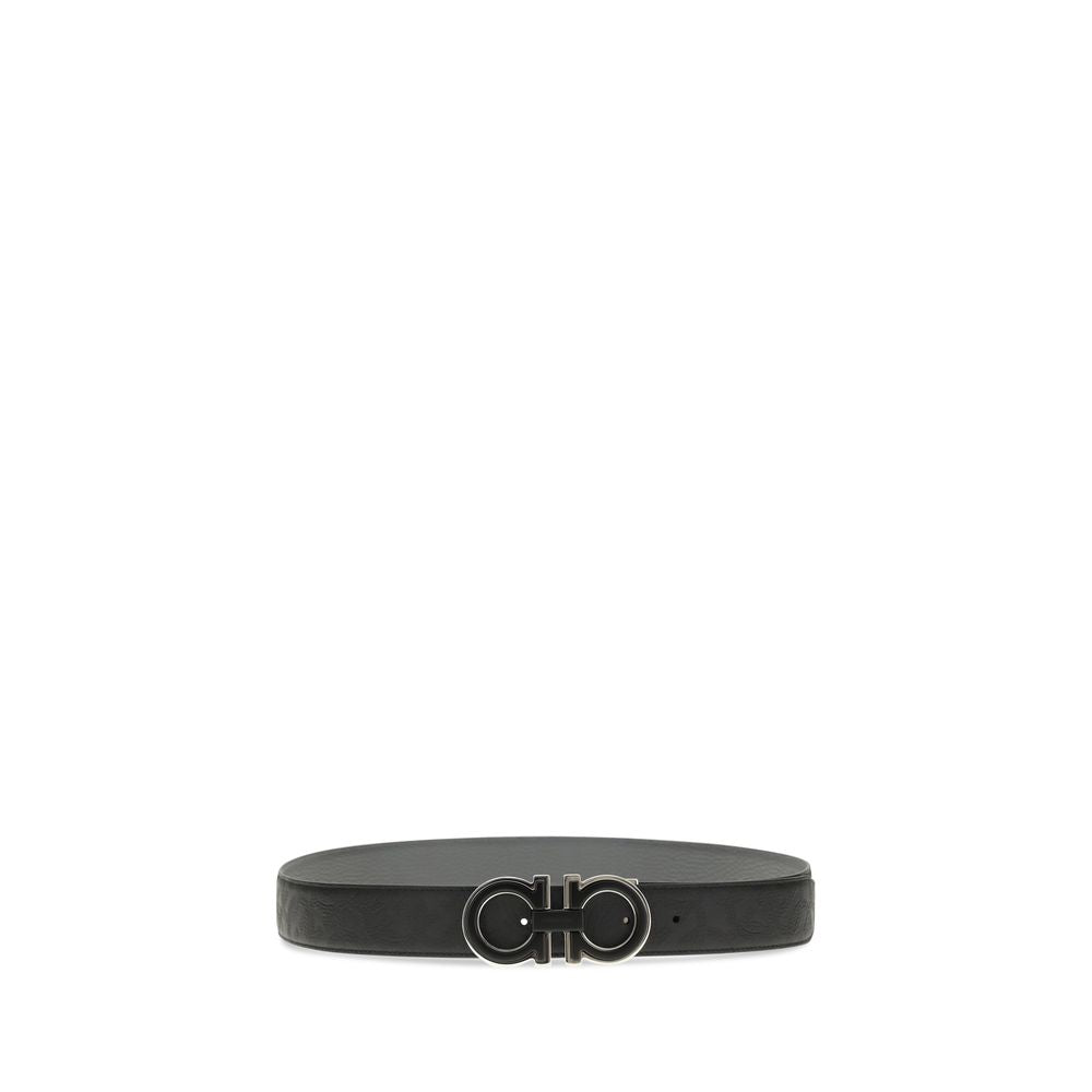 Ferragamo Black Calf Leather Bos Taurus Regular Belt