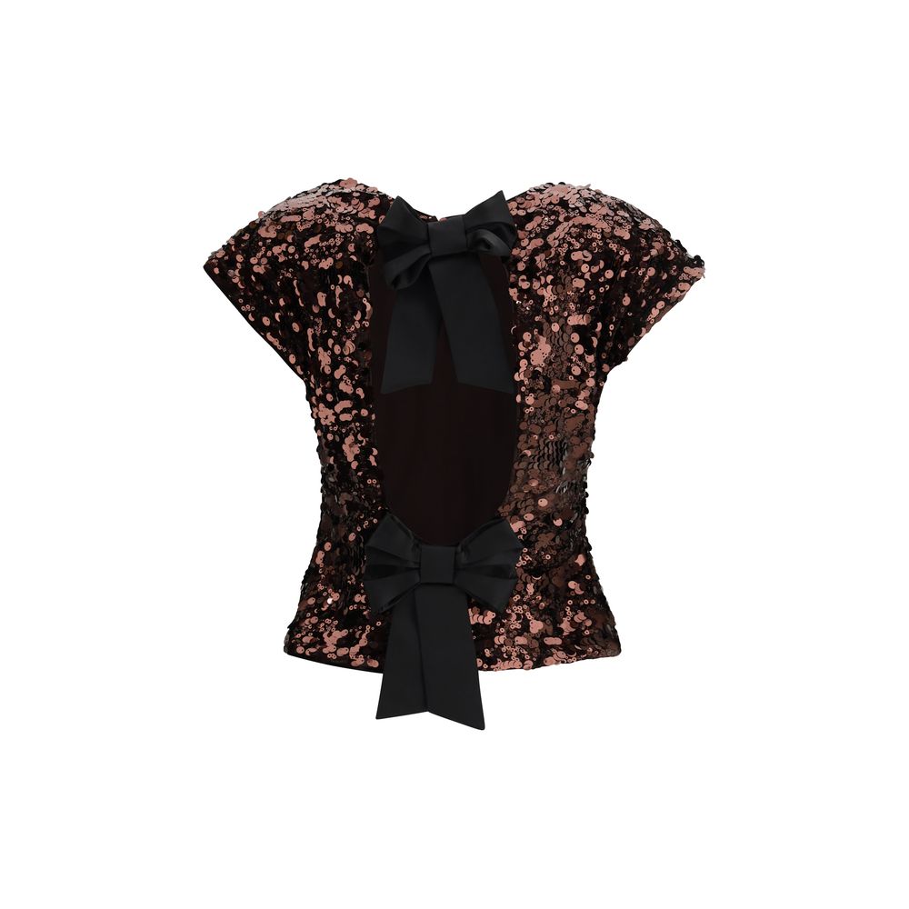Ganni Brown Polyester Blouse