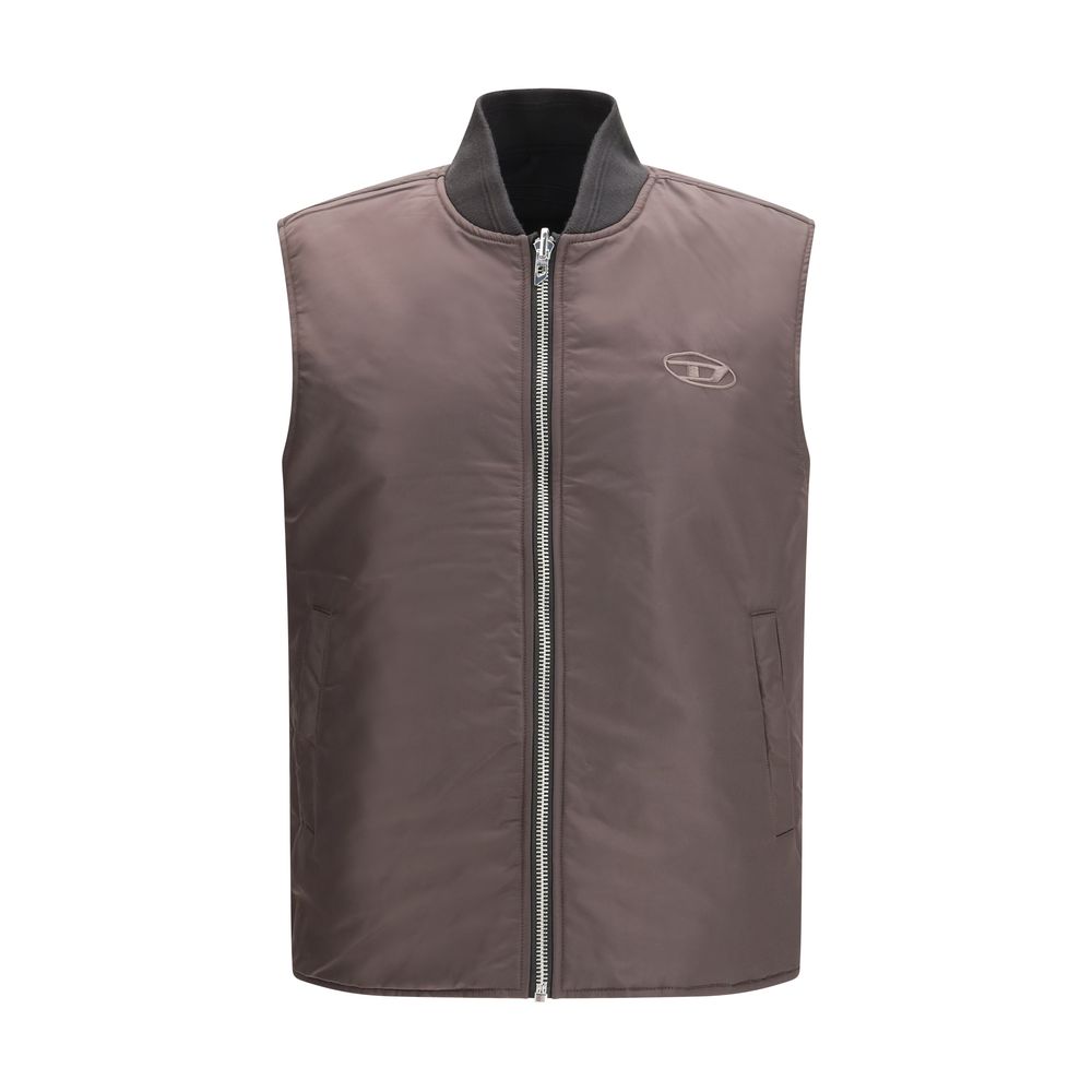 Diesel Brown Polyamide Sleeveless Jacket