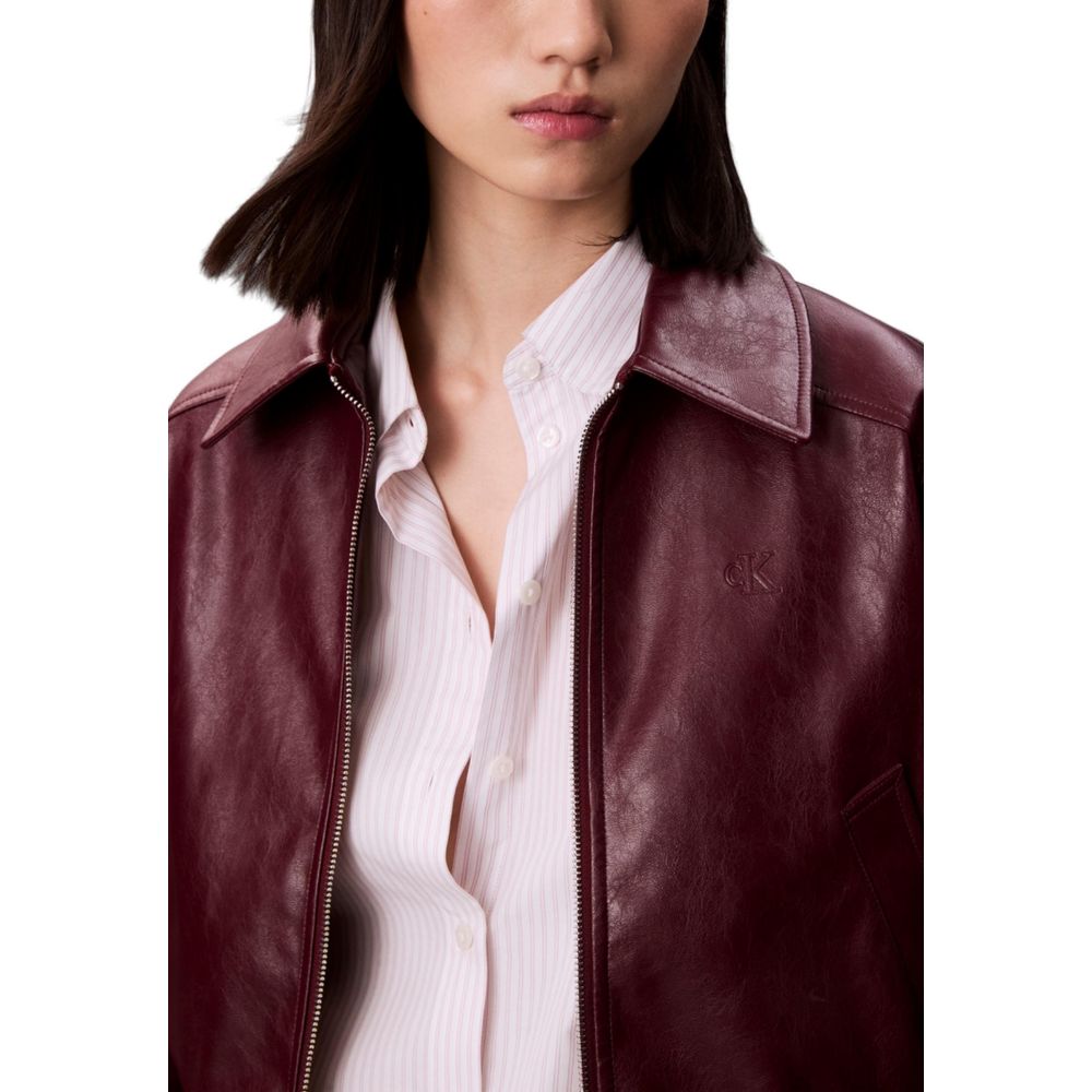 Calvin Klein Jeans Bordeaux Polyethylene Leather Jacket