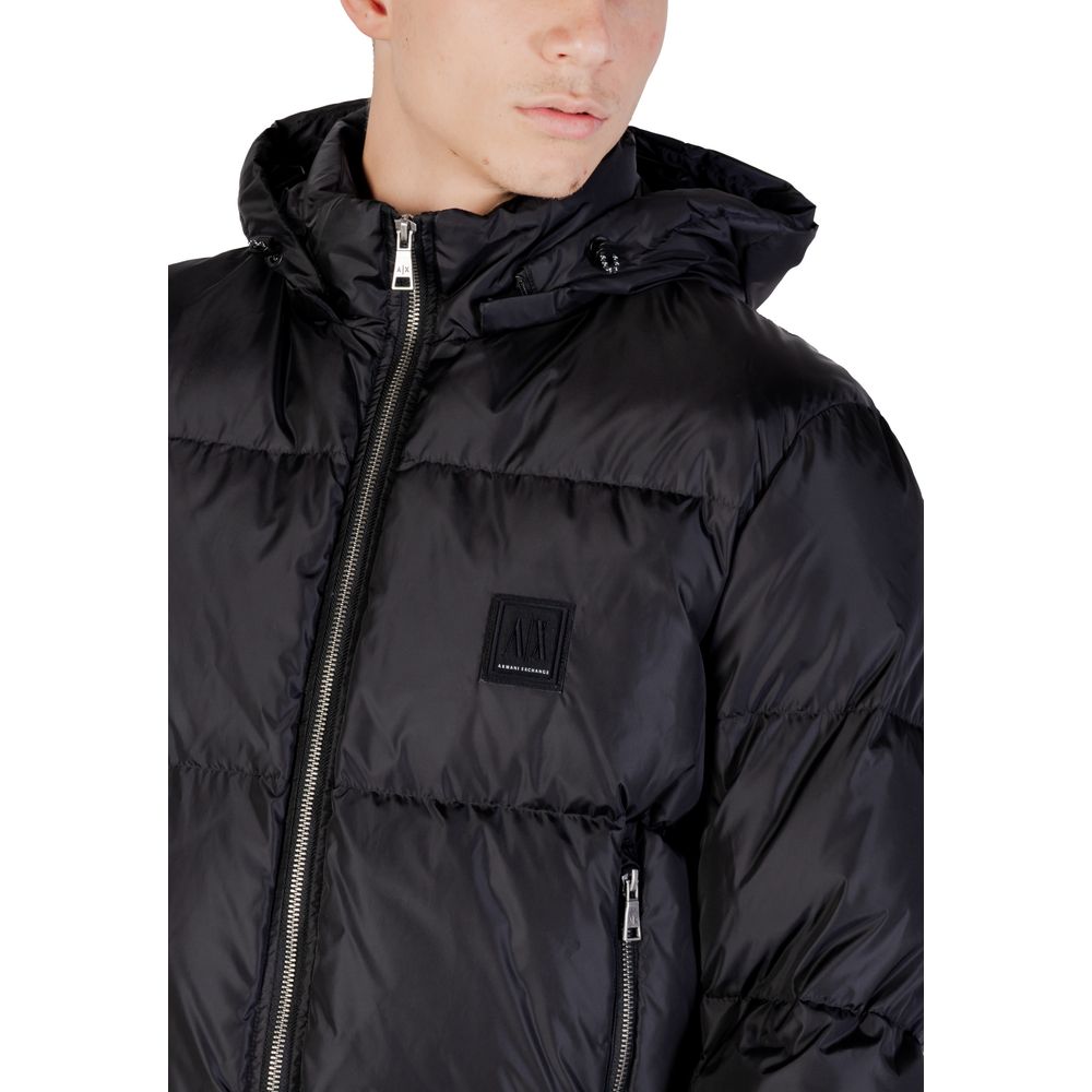 Armani Exchange Black Polyamide Full-Length Jacket