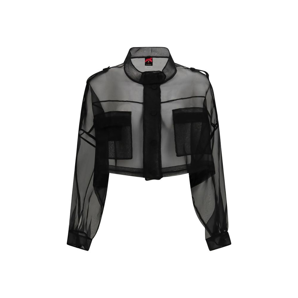 PINKO Black Silk Full-Length Jacket
