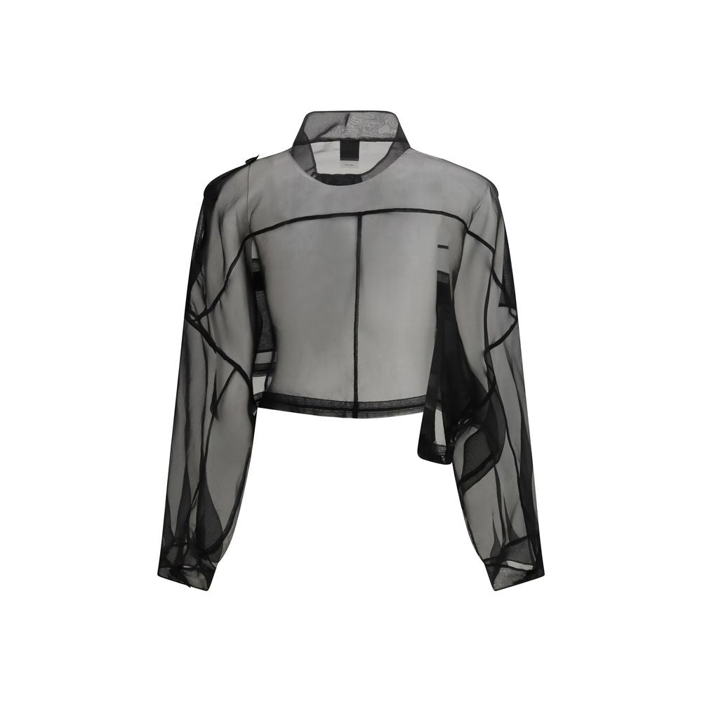 PINKO Black Silk Full-Length Jacket
